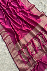 Banarasi Soft Semi Katan Silk Saree - Magenta image