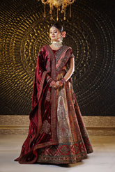 Copper Beige Maroon Silk Lehenga image 0