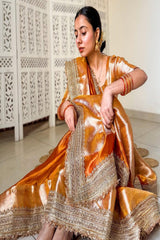 Banarasi Glass Tissue Silk Saree Rustic Gold image 1