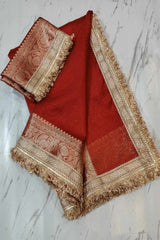 Banarasi Soft Glass Tissue Silk Red Saree image 3