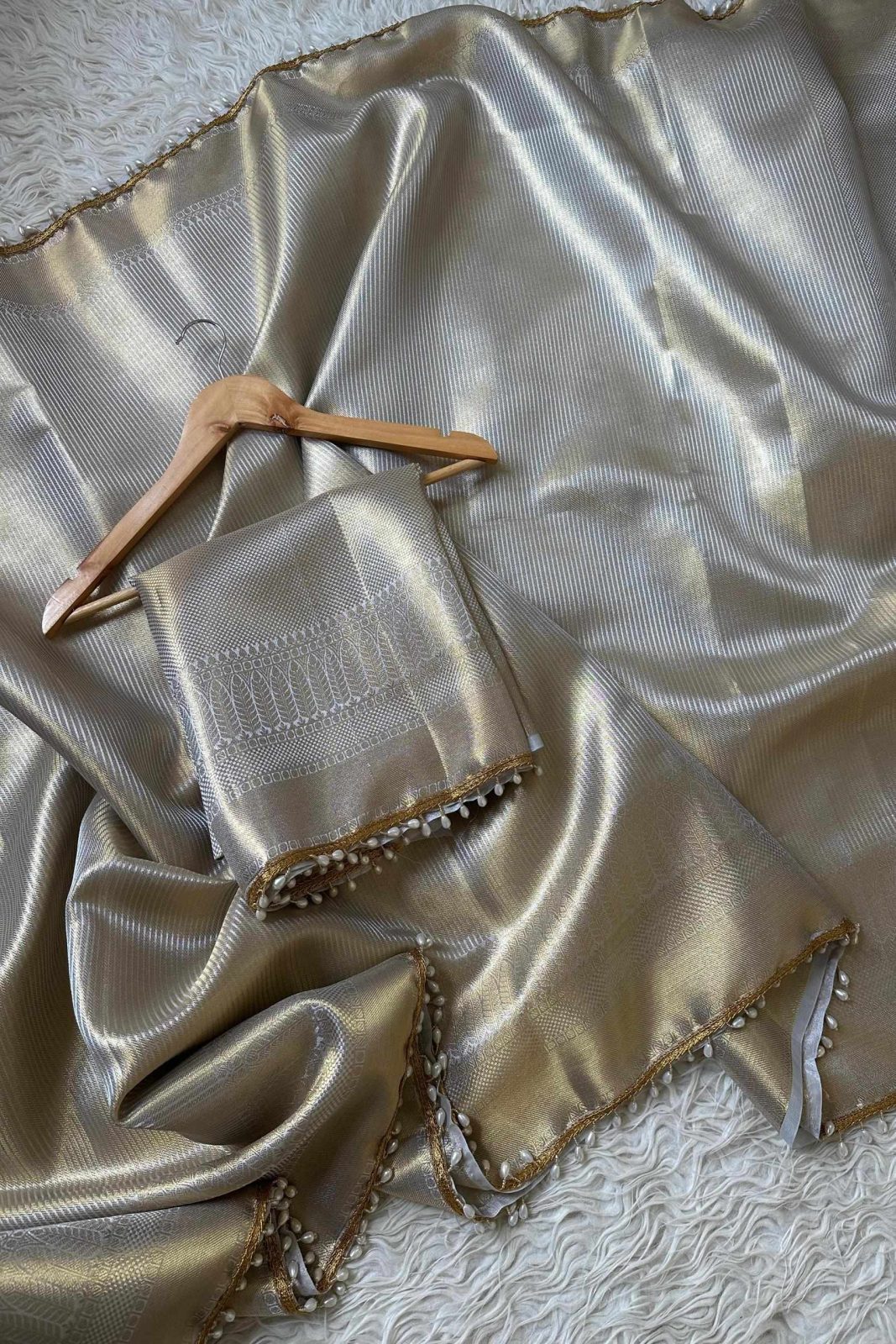 Banarasi Golden Grey Tissue Saree image 5