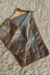 Banarasi Silver Grey Tissue Silk Saree image 1