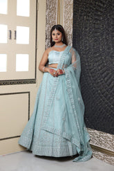 Turquoise Pastel Green Lehenga image 3