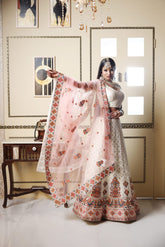 Pearl White Lehenga With Multicolor Patterns image 0