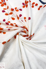 Alpona - Hand Painted Mul Cotton Saree - Off White