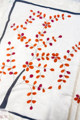 Alpona - Hand Painted Mul Cotton Saree - Off White