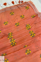 Genda Booti Pure Mulmul Cotton with Embriodary Peach Pink