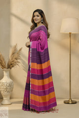 Gulabi Pure Linen Cotton Saree