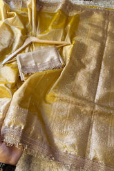 Kanak - Tissue Silk Saree with Stone work and Maharani Lace Golden
