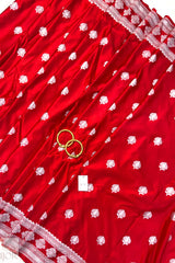 Crimson Red Mashru Silk Saree