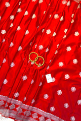 Crimson Red Mashru Silk Saree