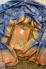 Ombre Blue Banarasi Chiniya Silk Unstitched Salwar Suit
