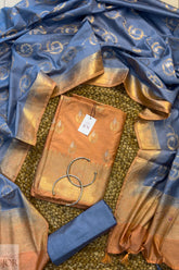 Ombre Blue Banarasi Chiniya Silk Unstitched Salwar Suit