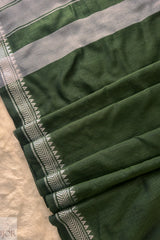 Prathama Pure Cotton Green Saree | Cotton Saree IJOR