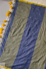 Slatey Mist Pure Mul Cotton Saree