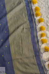 Slatey Mist Pure Mul Cotton Saree