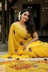 Surajmukhi Pure Mulmul Cotton with Embriodary Yellow