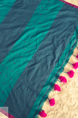 Teal Green Pure Mul Cotton Saree