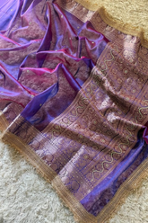 Triya - Tissue Silk Saree with Stone work and Maharani Lace Purple