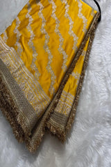 Mashru Silk Banarasi Saree Yellow