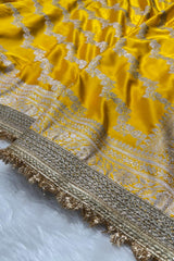 Mashru Silk Banarasi Saree Yellow