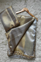 Banarasi Golden Grey Tissue Saree image 1