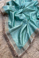 Banarasi Tissue Zari Saree - Ocean Blue image