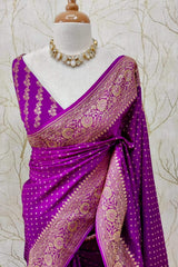 Pure Khadi Crepe Georgette Silk Saree image 7