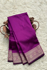 Banarasi Soft Semi Katan Silk Saree - Purple image