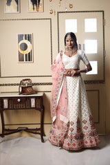 Pearl White Lehenga With Multicolor Patterns image 1