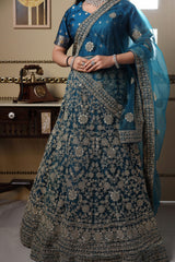 Teal Blue Sequin  Lehenga image 2