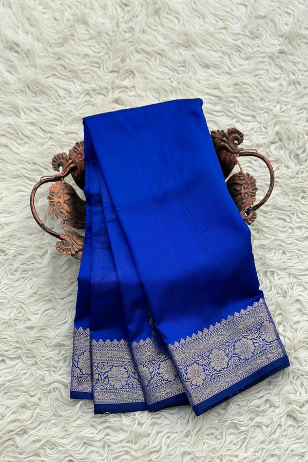 Banarasi Soft Semi Katan Silk Saree - Blue image
