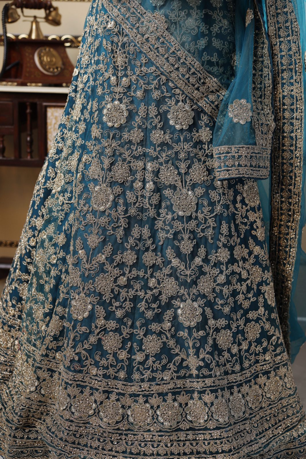 Teal Blue Sequin  Lehenga image 4