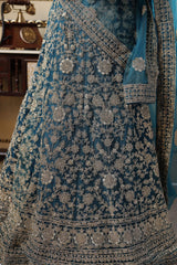 Teal Blue Sequin  Lehenga image 4