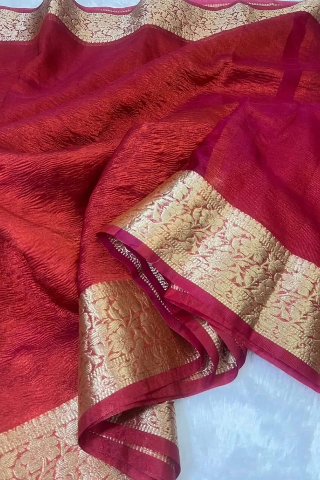Banarasi soft Crushed Silk Saree image 1