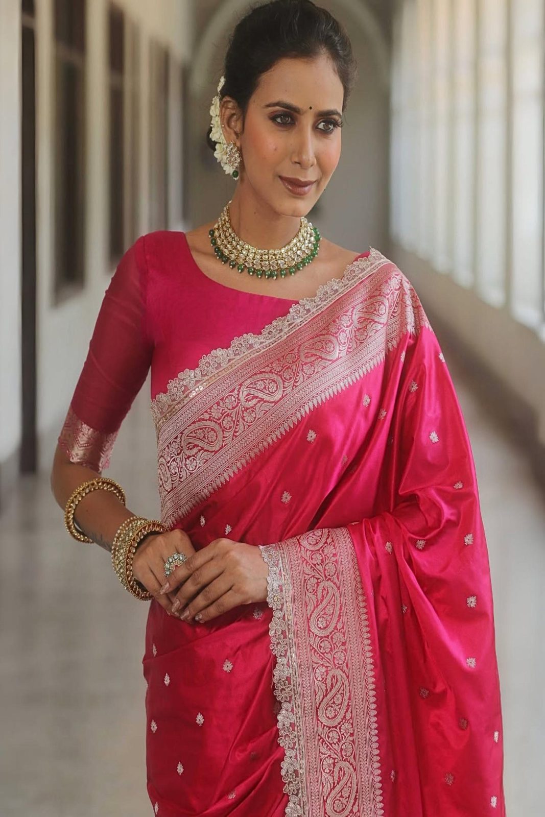 Banarasi Soft Pure Mashru Silk Saree image 8