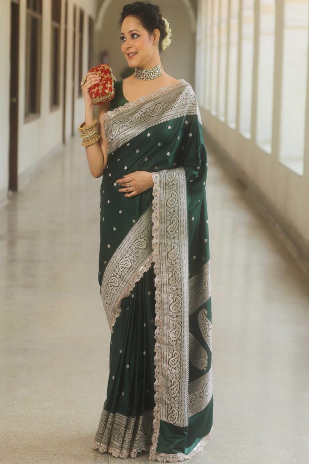 Banarasi Soft Pure Mashru Silk Saree - Green image