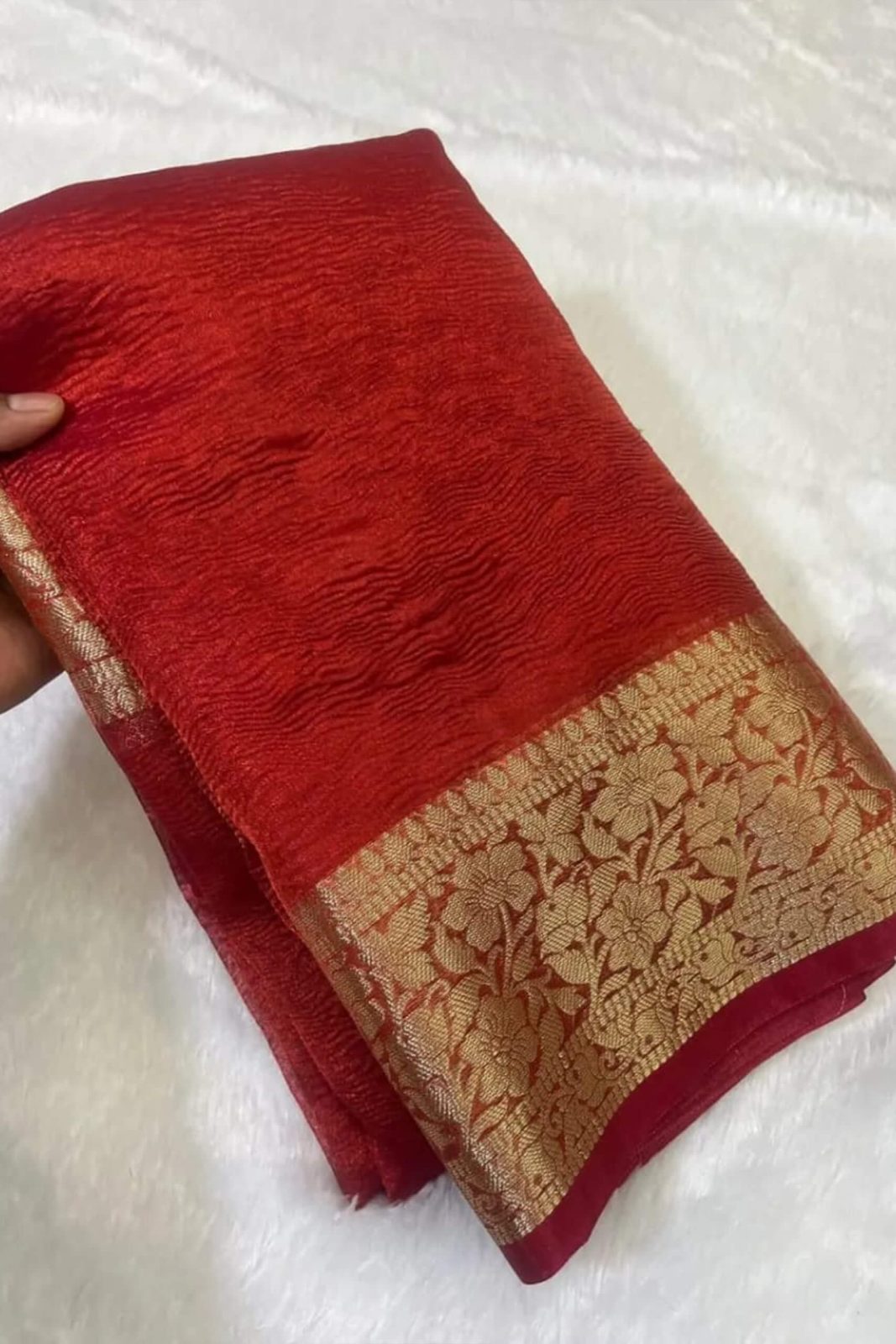 Banarasi soft Crushed Silk Saree image 3