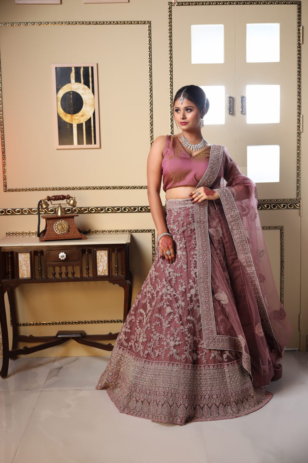 Mauve Sequin Lehenga image 2