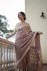 Banarasi Soft Georgette Silk - Brown image