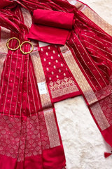 Arakth Wine Banarasi Zariwork in Pure Chiniya Silk Unstitched Salwar Suit