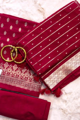 Arakth Wine Banarasi Zariwork in Pure Chiniya Silk Unstitched Salwar Suit
