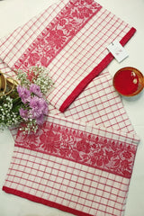 Dhonkhali Red and White Pure Cotton Check