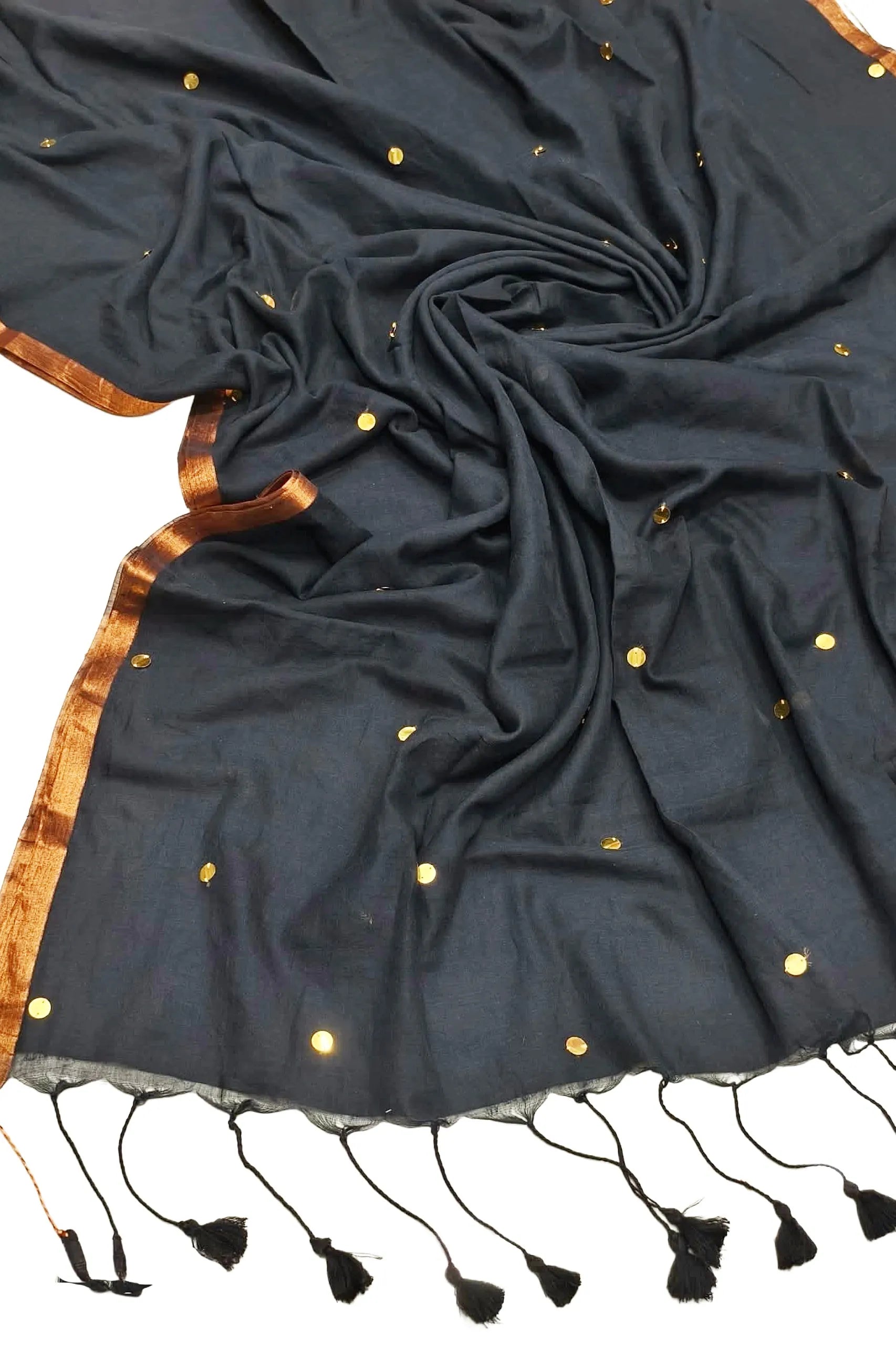 Nisha Swarna - Pure Mulmul Cotton Black
