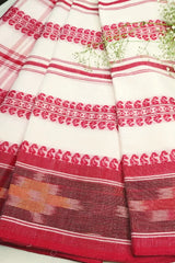 Dhonkhali Red and White Pure Cotton