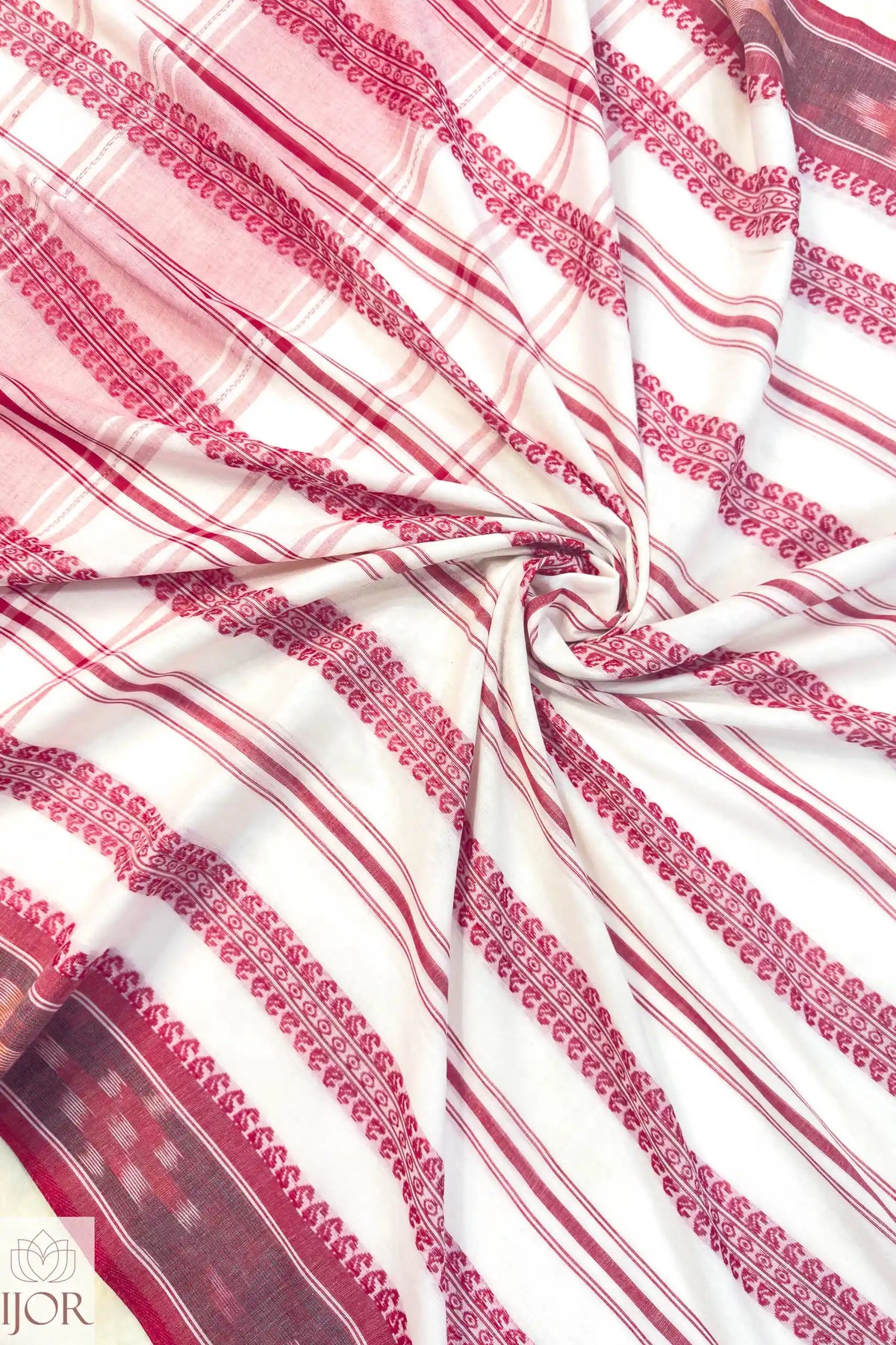 Dhonkhali Red and White Pure Cotton