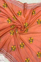 Genda Booti Pure Mulmul Cotton with Embriodary Peach Pink