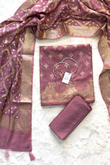 Gulabi Banarasi Chiniya Silk with Bandhej Dupatta Unstitched Salwar Suit