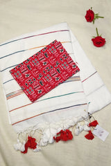 Shubhra Kavita Khes Pure Khadi Cotton With Blouse Piece White