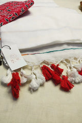 Shubhra Kavita Khes Pure Khadi Cotton With Blouse Piece White